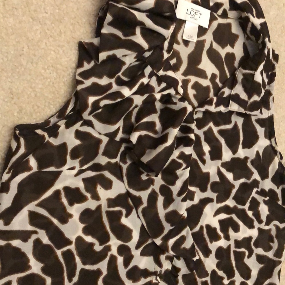Loft Ruffle Brown & White Blouse - Picture 4 of 5